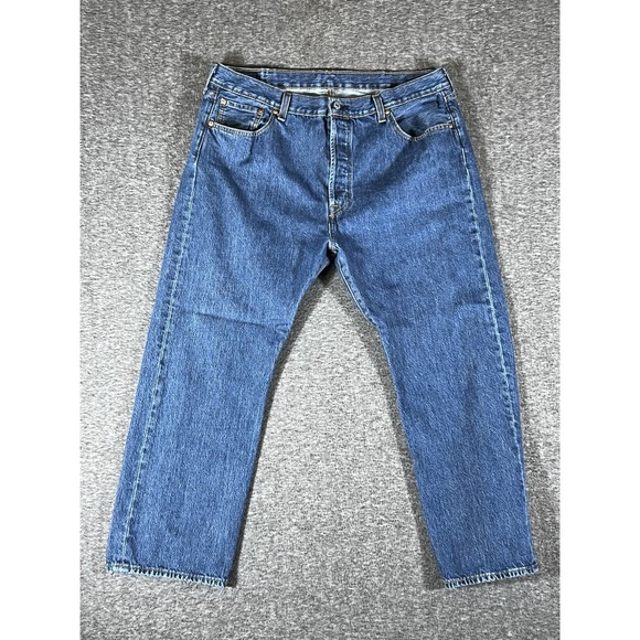 Levis 501 Jeans Mens 40x29 Blue Original Fit Button Fly Straight Leg - Picture 1 of 12
